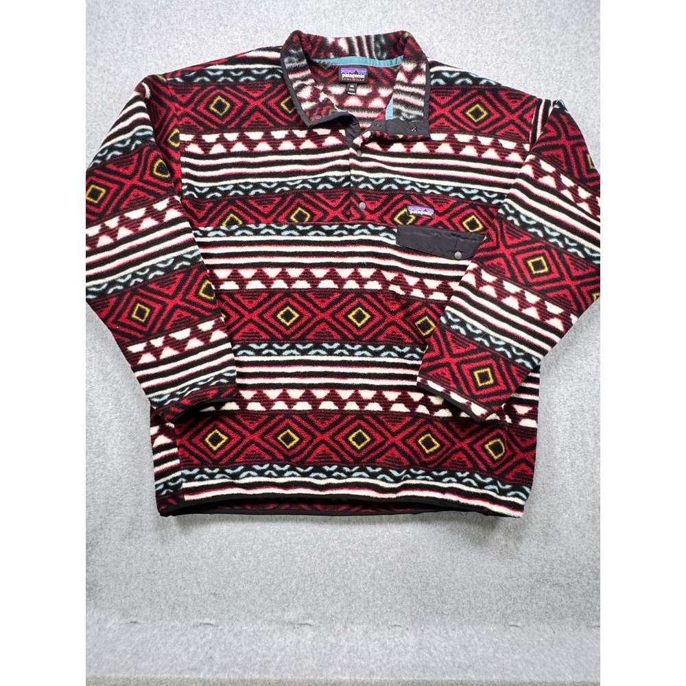 Patagonia Synchilla Snap-T Fleece Pullover Mens XXL Red Geometric Tribal Print